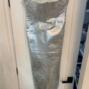 Zara Metallic Strapless Silver Dress